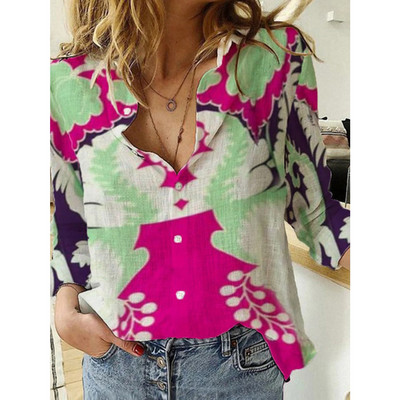 Дамска цветна риза с копчета 