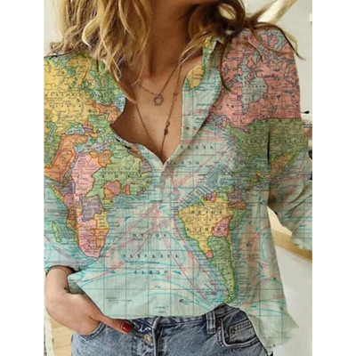 Дамска цветна риза с копчета 