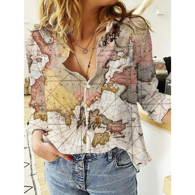 Дамска цветна риза с копчета 