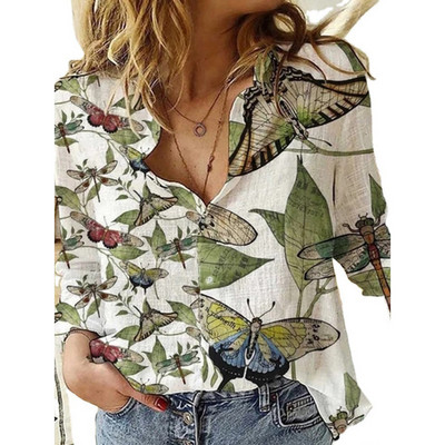 Дамска цветна риза с копчета 