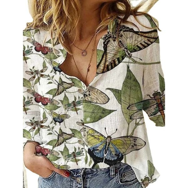 Дамска цветна риза с копчета 