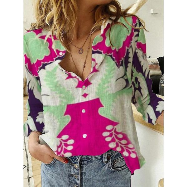 Дамска цветна риза с копчета 