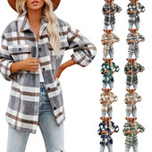 Дамска карирана риза с копчета и джобове