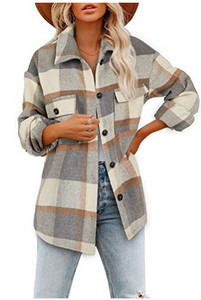 Дамска карирана риза с копчета и джобове