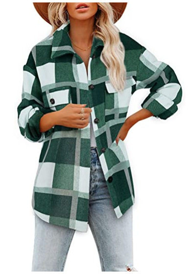 Дамска карирана риза с копчета и джобове 