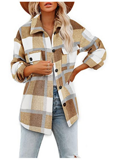 Дамска карирана риза с копчета и джобове