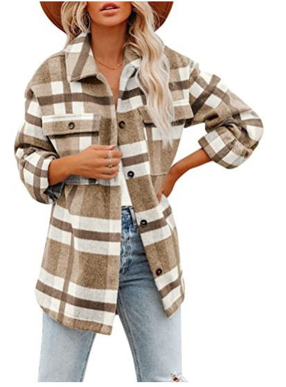 Дамска карирана риза с копчета и джобове 