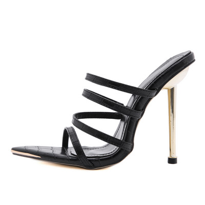 Дамски чехли с тънък ток в четири цвята