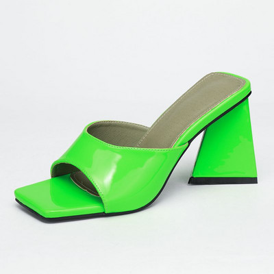 Дамски чехли с дебел ток в няколко цвята