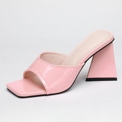 Дамски чехли с дебел ток в няколко цвята