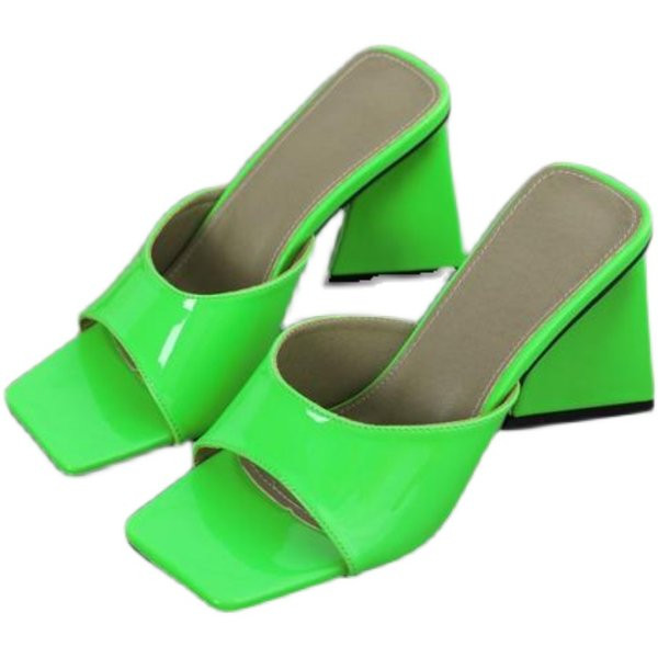 Дамски чехли с дебел ток в няколко цвята