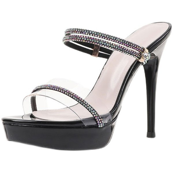 Дамски модерни чехли с 12 см тънък ток