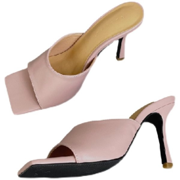 Модерни чехли от еко кожа с ток 8см