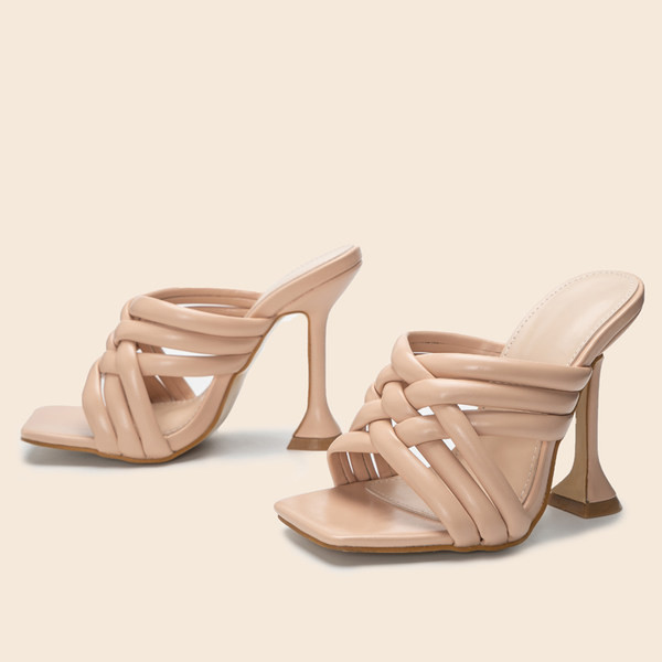 Дамски чехли от еко кожа с 11см ток