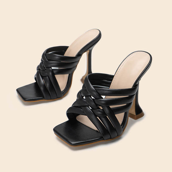 Дамски чехли от еко кожа с 11см ток