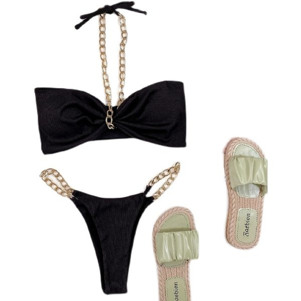 Модерен дамски бански от две части с метална верижка