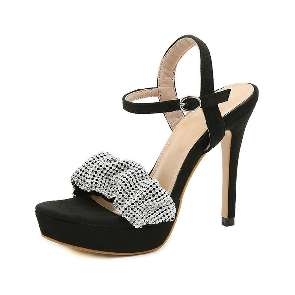 Дамски сандали с висок ток  13см и декоративни камъни