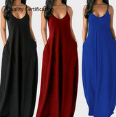 Дълга рокля в няколко цвята с тънки презрамки