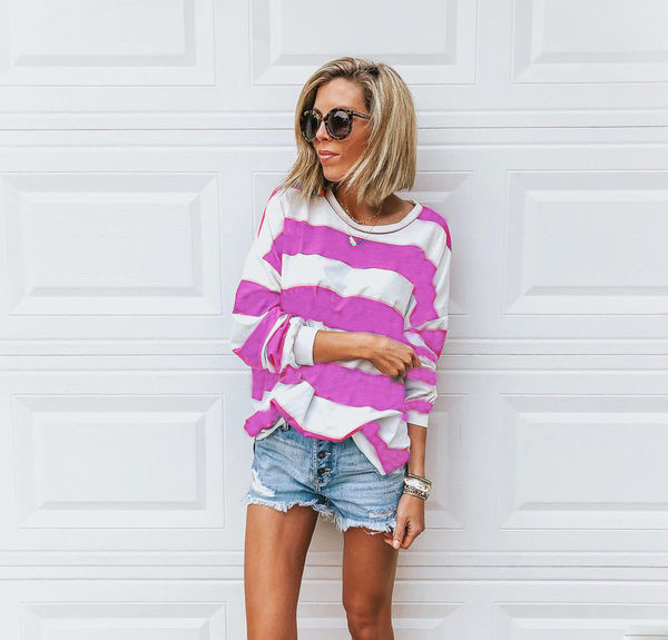 Раирана блуза с дълги ръкави