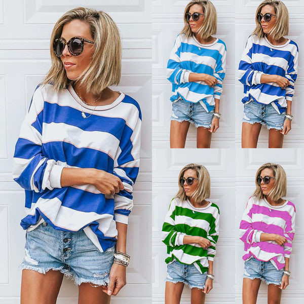 Раирана блуза с дълги ръкави