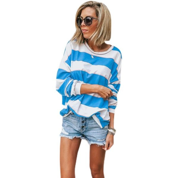 Раирана блуза с дълги ръкави