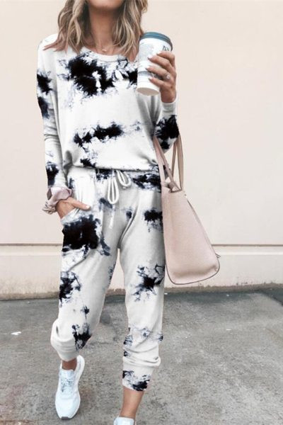 Moteriškas sportinis komplektas su juosmeniu ir kišenėmis