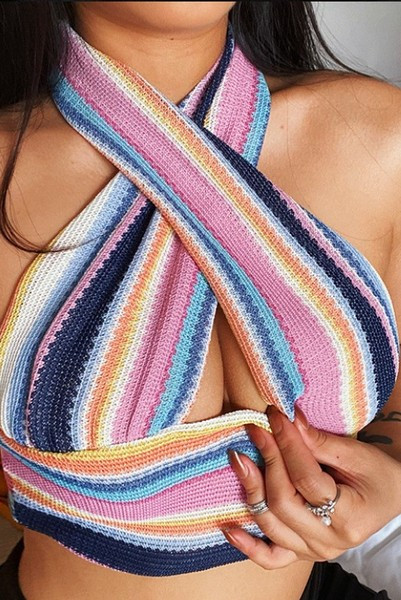 Дамски къс потник с кръстосани презрамки 