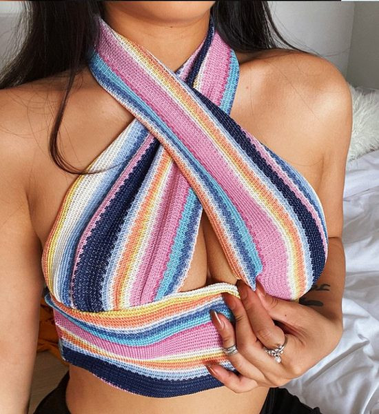 Дамски къс потник с кръстосани презрамки 