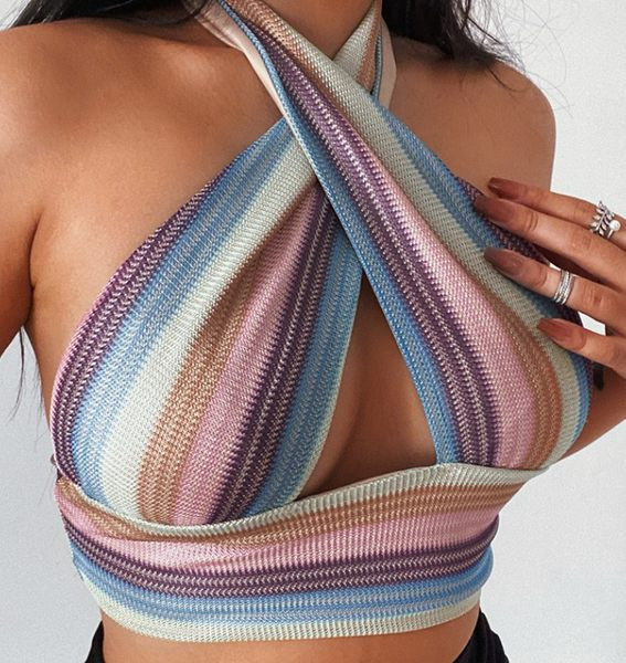 Дамски къс потник с кръстосани презрамки 