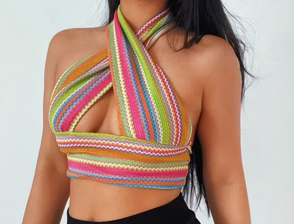 Дамски къс потник с кръстосани презрамки 