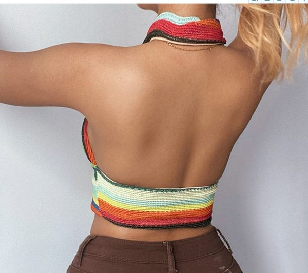 Дамски къс потник с кръстосани презрамки 