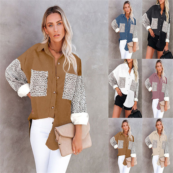 Широка дамска риза с копчета и елементи с животински принт