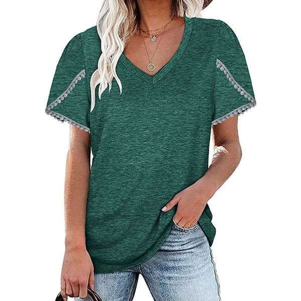 Дамска блуза с къс ръкав  и шпиц деколте