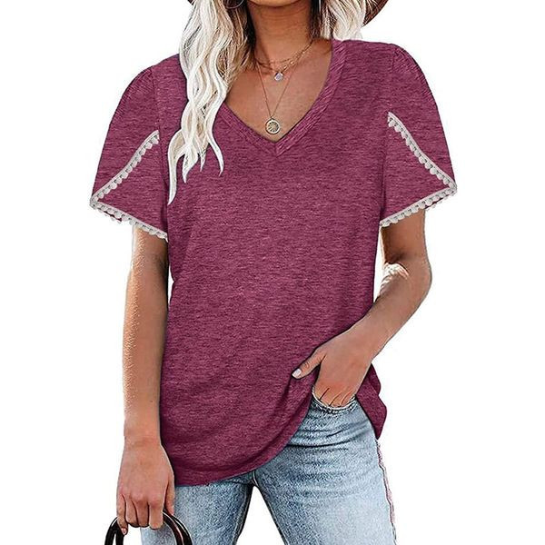 Дамска блуза с къс ръкав  и шпиц деколте