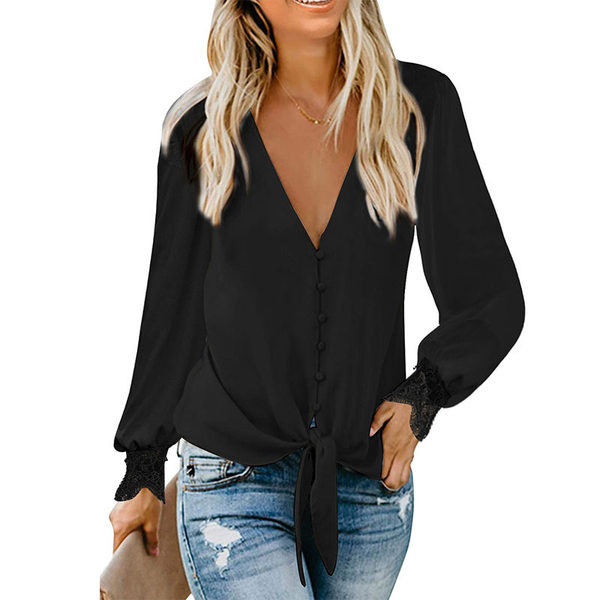 Дамска блуза с дантела и копчета