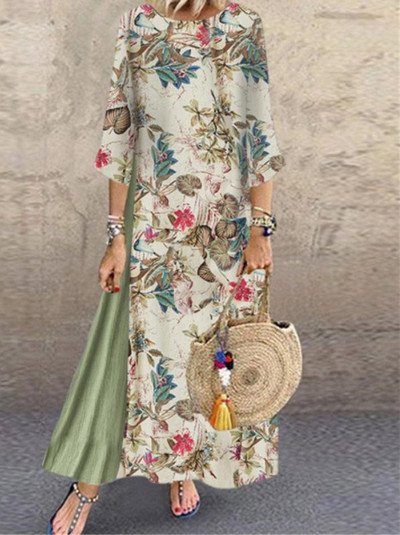 Μακρύ casual φόρεμα με φλοράλ μοτίβα
