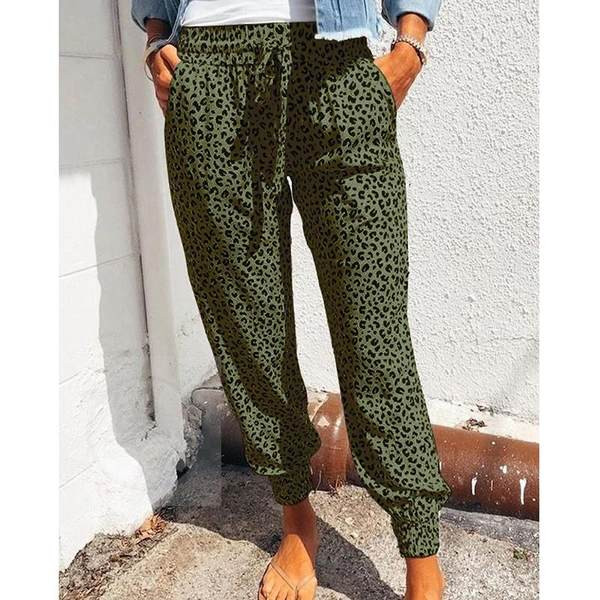 Moteriškos plačios kelnės su elastiniu juosmeniu ir kaklaraiščiais