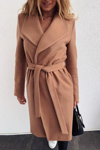 Γυναικείο μακρύ παλτό με ζώνη