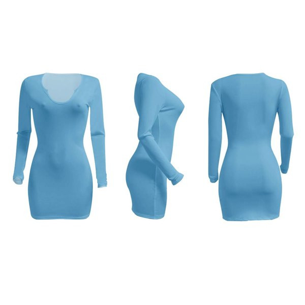 Къса дамска рокля с дълъг ръкав - няколко цвята