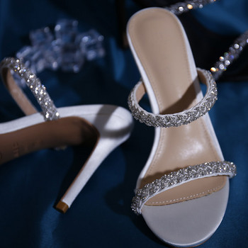 2022 diamond black fine heel crystal sandals summer character with water drilling, dressing, cold slippers, sexy fairy style