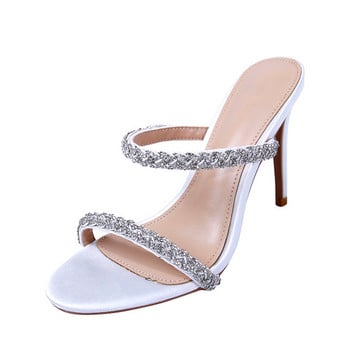 2022 diamond black fine heel crystal sandals summer character with water drilling, dressing, cold slippers, sexy fairy style