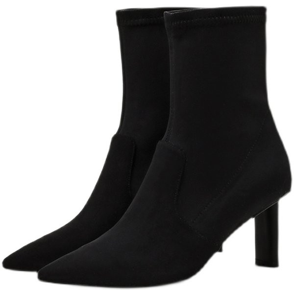 Дамски боти от изкуствена кожа в черен цвят 