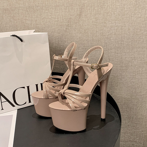 Стилни дамски обувки на висок 17см тънък ток