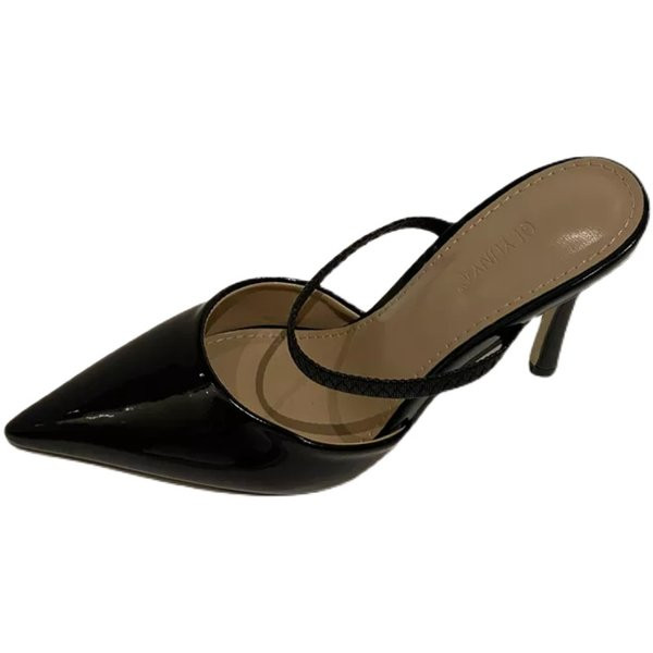 Дамски чехли заострен модел с тънък ток 