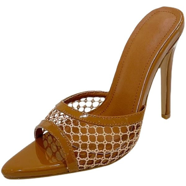 Дамски чехли с тънък 8см ток 