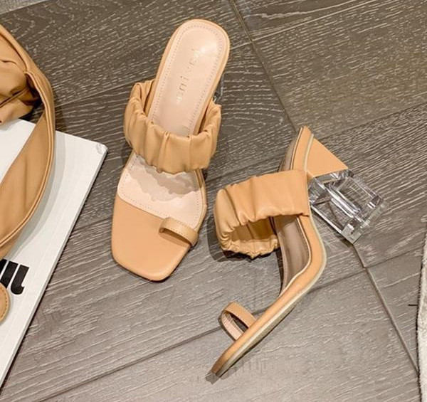 Дамски чехли с дебел прозрачен ток 