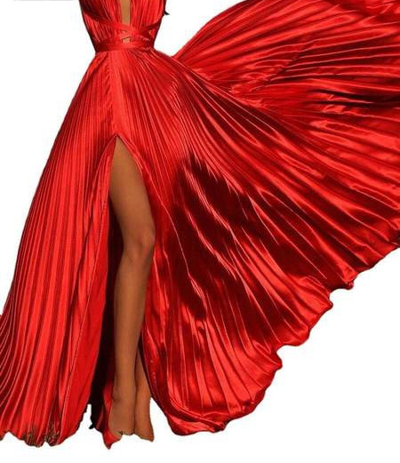 Дълга стилна рокля - разкроен модел