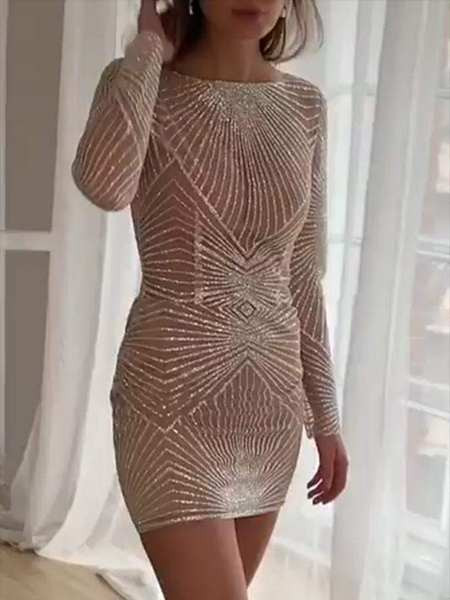 Стилна вталена рокля с дълги ръкави