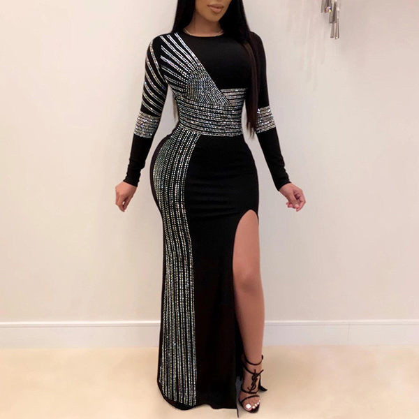 Дълга дамска рокля с камъни