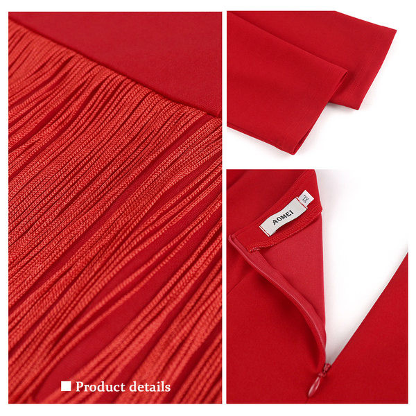 Стилна дамска рокля с ресни 